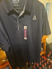 Reebok Performance Ace Polo Shirt Navy Blue Polyester Short Sleeve Men's 2XL