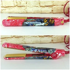 HerStyler Tattoo Flat Iron 1” Red Ceramic Hair Straightener Dual Voltage Y2K