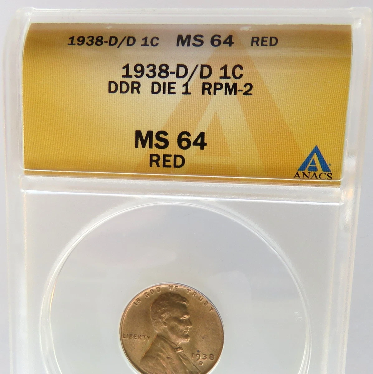 MS 64 Graded 1938 Year Lincoln Wheat US Small Cents (1909-1958