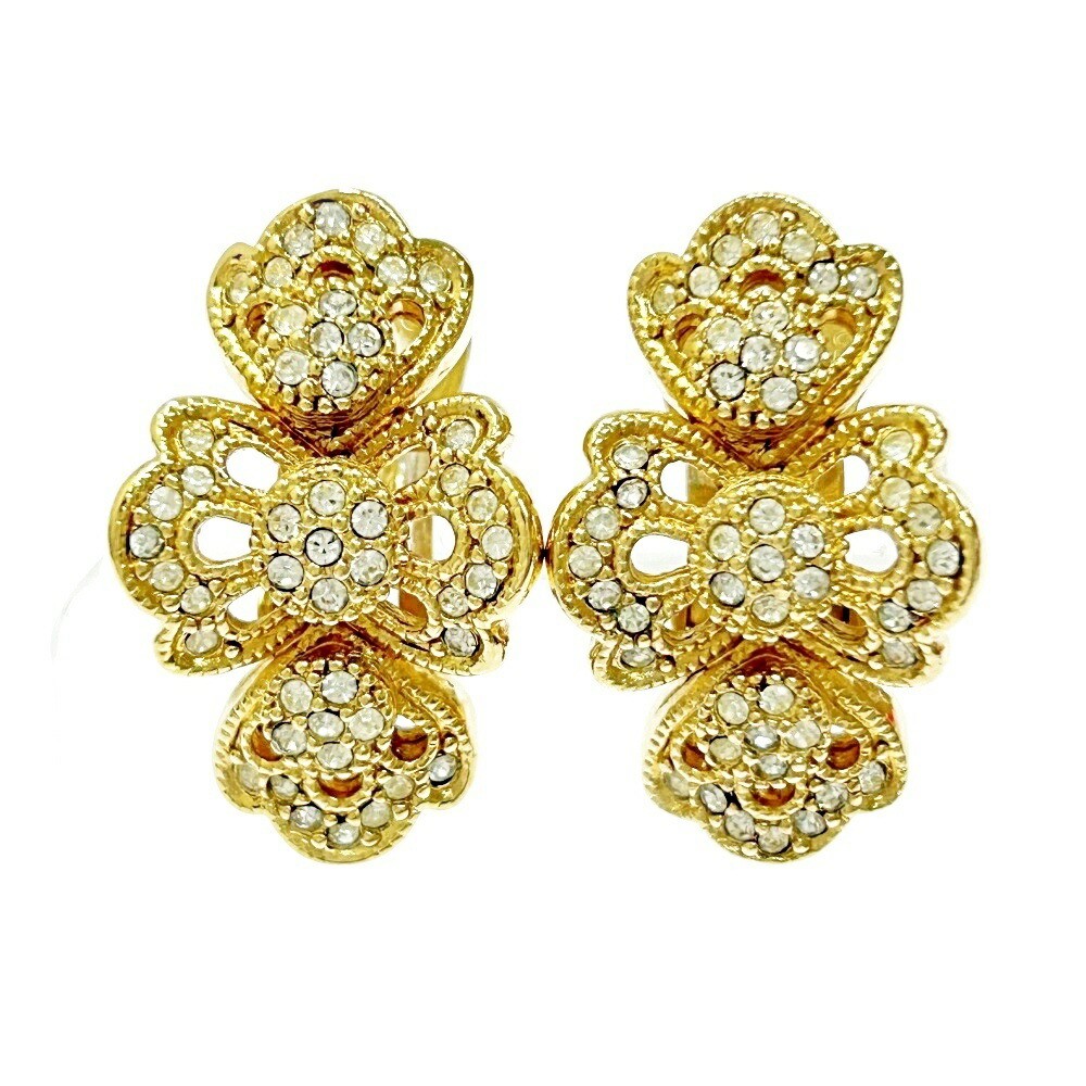 Christian Dior GP Rhinestone Flower Earrings for Women with Gift Box