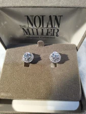 Nolan Miller Inspiring Baguette Earrings Silvertone Crystal Rhinestone Cluster