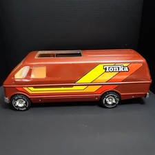 Tonka Van Custom Camper Sliding Door Pressed Steel Brown Vintage 1970s Toy