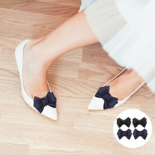 4pcs Removable Bow Shoe Flowers: Elegant Ribbon Bowknot Charms - Small Ribbed