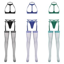 Women Lingerie Thong Set Dating Anniversary Underwear Bra Fishnet Party For