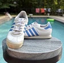 adidas Originals Samoa Low Top Leather Lace-Up Sneakers White/Blue G23425