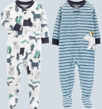 Carter's Boys' Toddler 2-Pack Fleece Pajama Sleepers Size 4T, Polar Bear/Animals