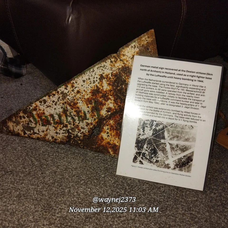 Ww2 German tin rd sign. Arnhem found. - Image 2 of 4