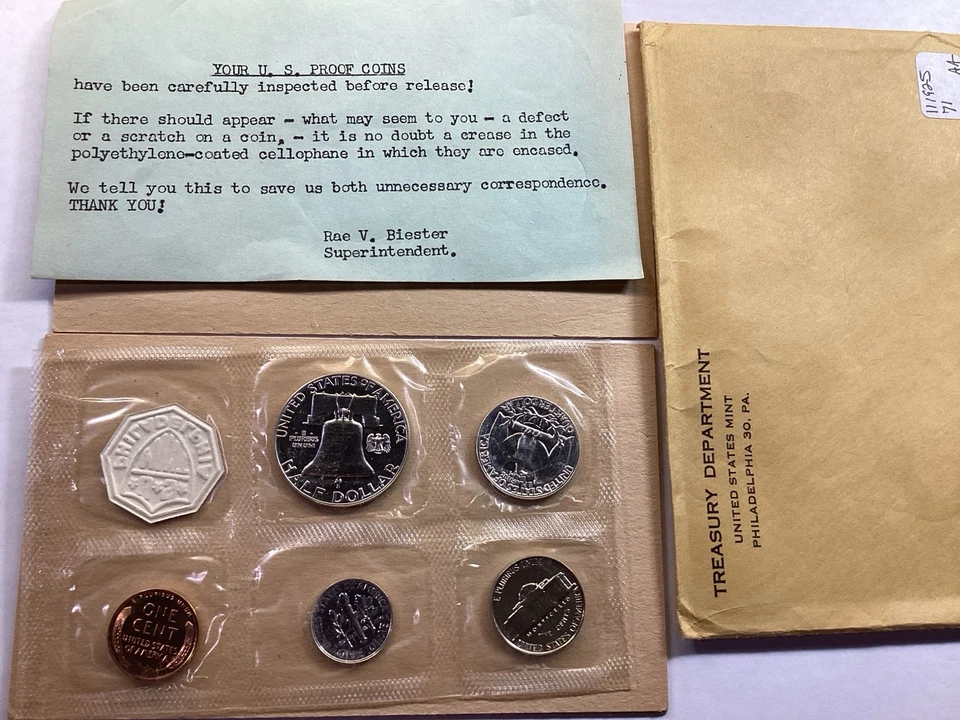 1957 US Mint Silver Proof Set with 5 Coins in Flat Pack OGP 111925 71aa - Image 3 of 4