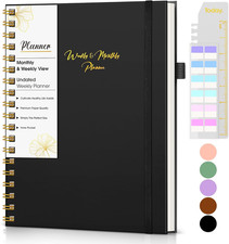 Undated Weekly Monthly Planner B5 Spiral Notebook Habit Tracker 7.4 x 9.64