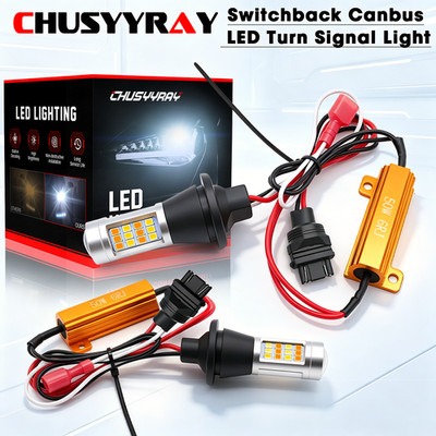 2pc 3157 3156 Dual Color Switchback LED Front Turn Signal Blinker Light Bulbs