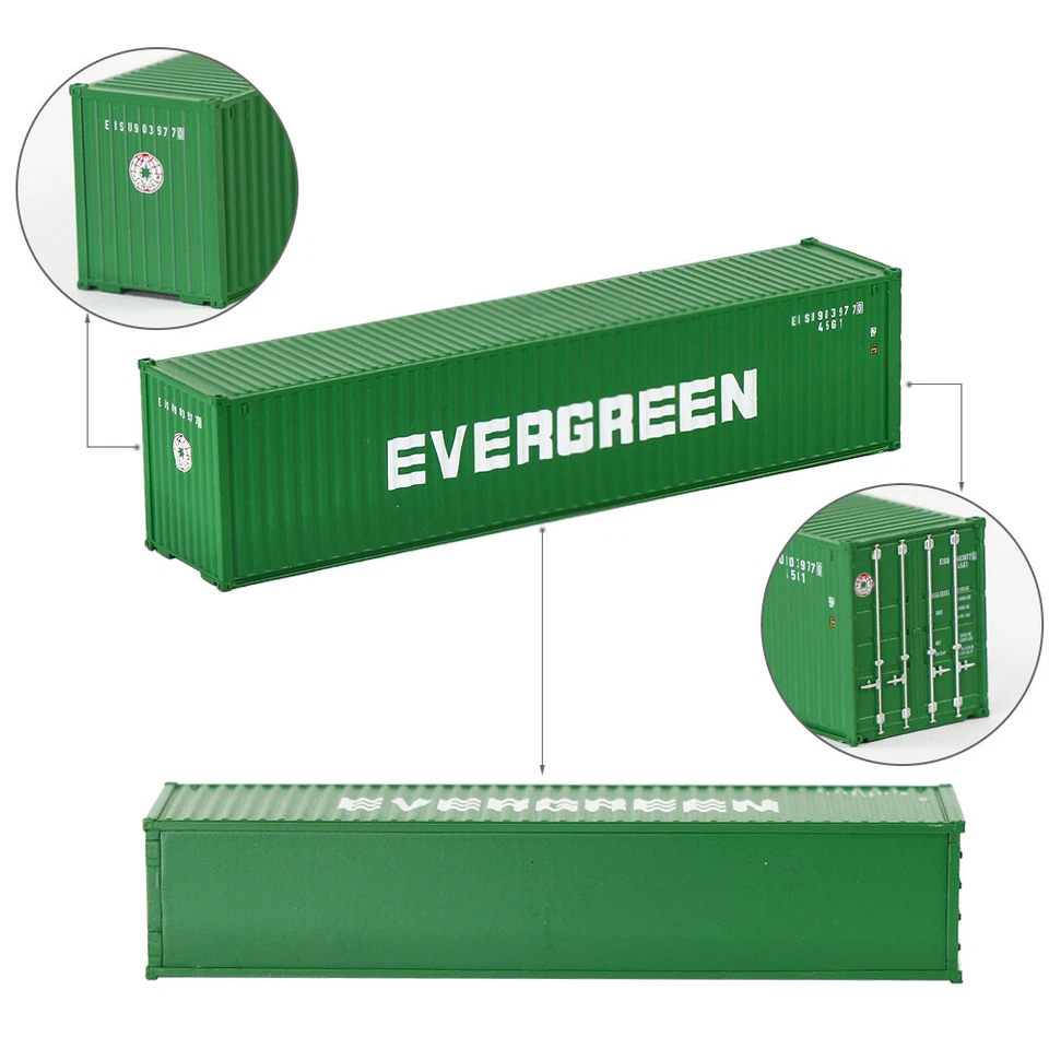 Evemodel 3pcs N Scale 40ft 1:160 Magnetic Shipping Container Freight Cars Cargo - Image 3 of 4