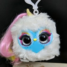 Pomsies Lumies Rainbow Unicorn Pom-Pom Pets White Interactive Clip On EUC