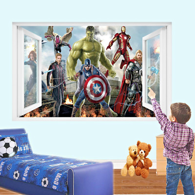 Avengers Hulk Thor Captain America Wandaufkleber Kunst 3D Poster Aufkleber Wandbilder RG1
