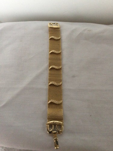 Bracciale Vintage Firmato GOLDETTE Tono Oro Maglia Catena Finte Perle Fiori 7" - Foto 6 di 19