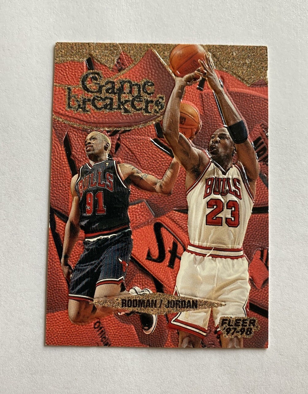 1997 Fleer Game Breakers #1 Dennis Rodman Michael Jordan Chicago Bulls 90s NBA
