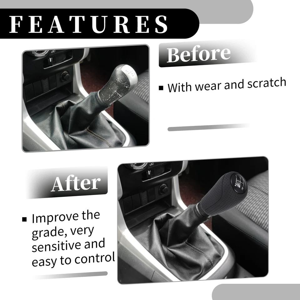 Pomo de cambio de marchas manual de 5 velocidades para Mazda 626 93-02 plástico imitación cuero negro Foto 3 de 4