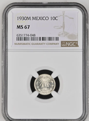 1930 M Mexico 10 Centavos NGC MS 67