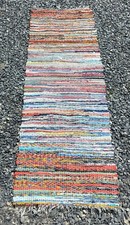 Vintage Handmade Cotton Rag Rug 79.5 x 26 Far...