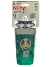 Nuby Boys' Snack N Sip 9 Oz. Space Dog Cup With Straw - charcoal gray multi, one