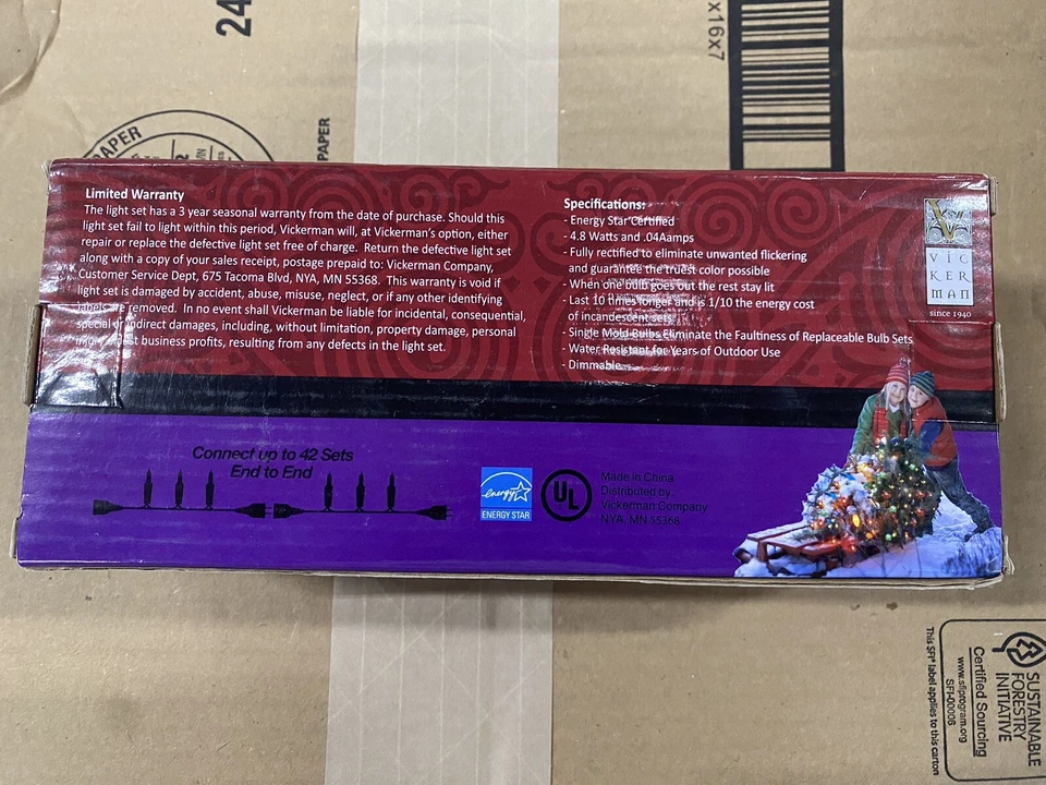 Vickerman 50 Warm White Italian LED Light Green Wire 25’Single Mold Light Strand - Image 2 of 3