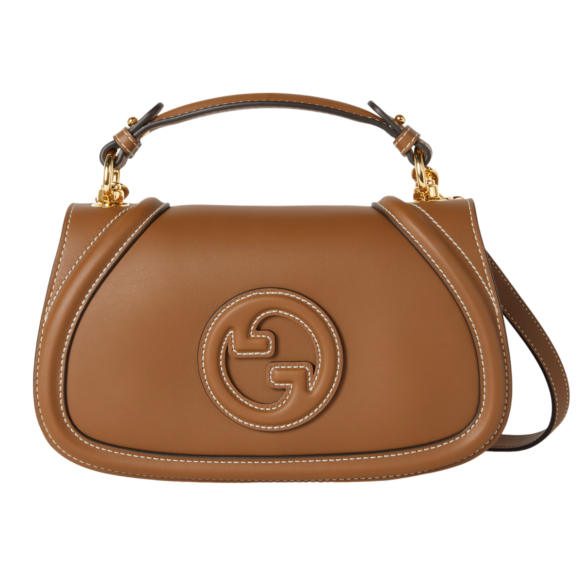 GUCCI Blondie Medium $3900 Brown Leather Top Handle Bag New And