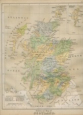 MAP GB SCOTLAND 1879 embossed map from the Plastic School Atlas 29,5cmx24,5cm