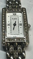 ESQ by Movado Swiss 100654 Ladies Steel & crystals Watch JUNK BEATER FITS 6.5"