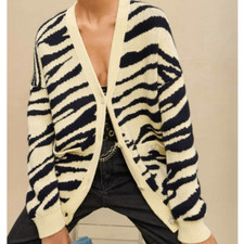 Maje Oversized Zebra Yellow Print Cardigan