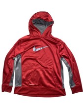 Nike Therma Fit Sweatshirt Hoodie Red  Grey Trim with Grey Swosh XL Pre-Owned