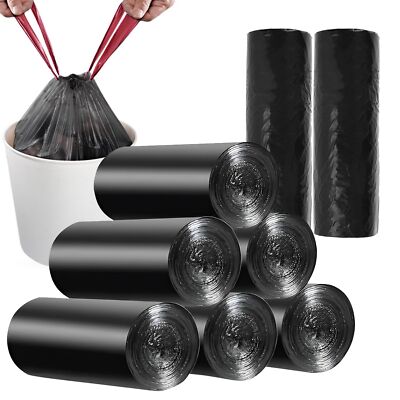 8 Gallon Trash Bags 120 Count Black Drawstring Trash Bags Thick Garbage Bags
