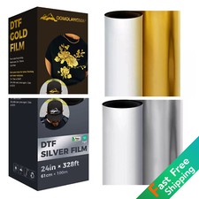 24in x 328ft DTF Gold/Silver Foil Film Roll Cold Peel Transfer Film For Printing
