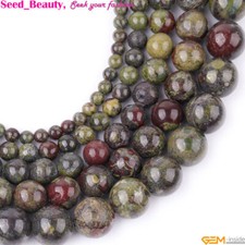 Natural Dark Green Dragon Blood Jasper Stone Round Beads For Jewelry Making 15"
