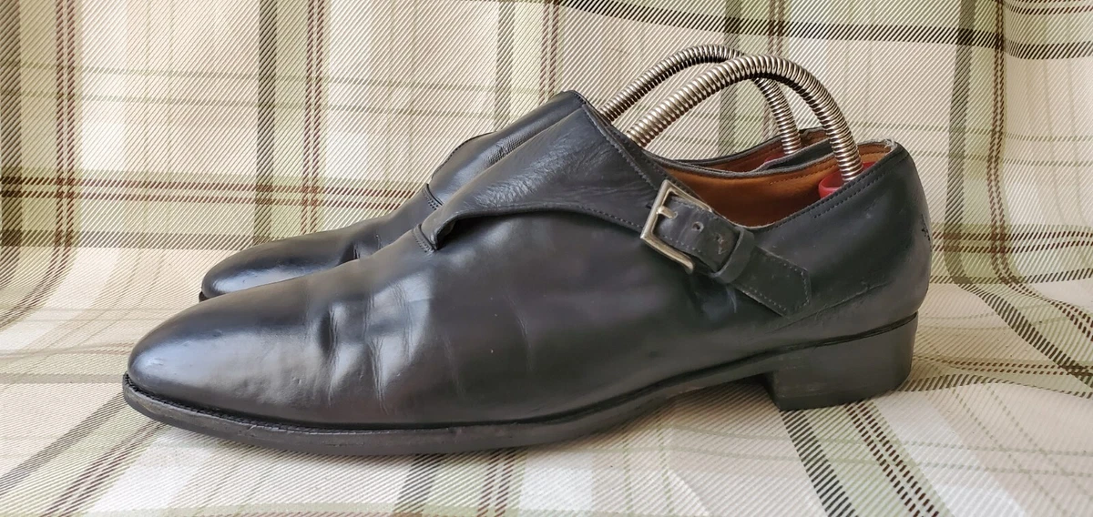 JOHN LOBB Jermyn II Black Leather Single Buckle Dress Shoes Sz-8.5/9US