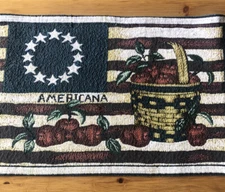 Patriotic Americana Table Runner Stars Stripes Apples USA 70 x 11.5 inches