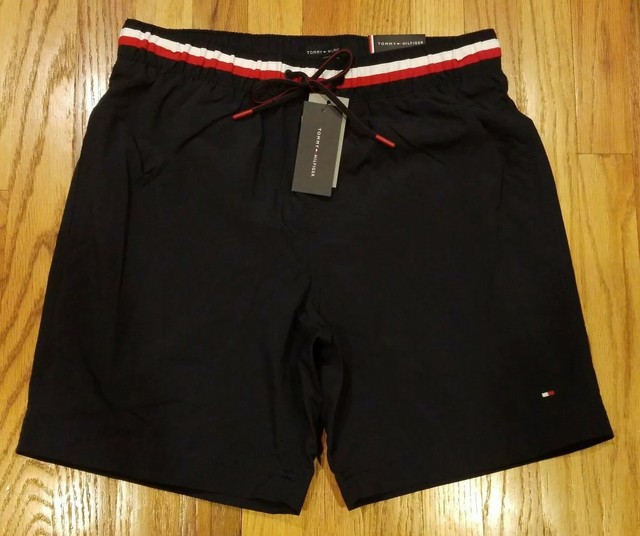 Tommy Hilfiger Men Swimwear Blue Size Large L Logo Stripe Trunks Shorts