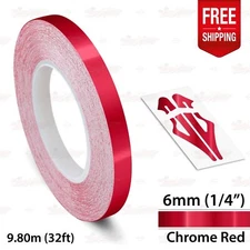 CHROME RED 1/4" 6mm Roll PIN STRIPE Car Striping Line TAPE Decal Vinyl Sticker