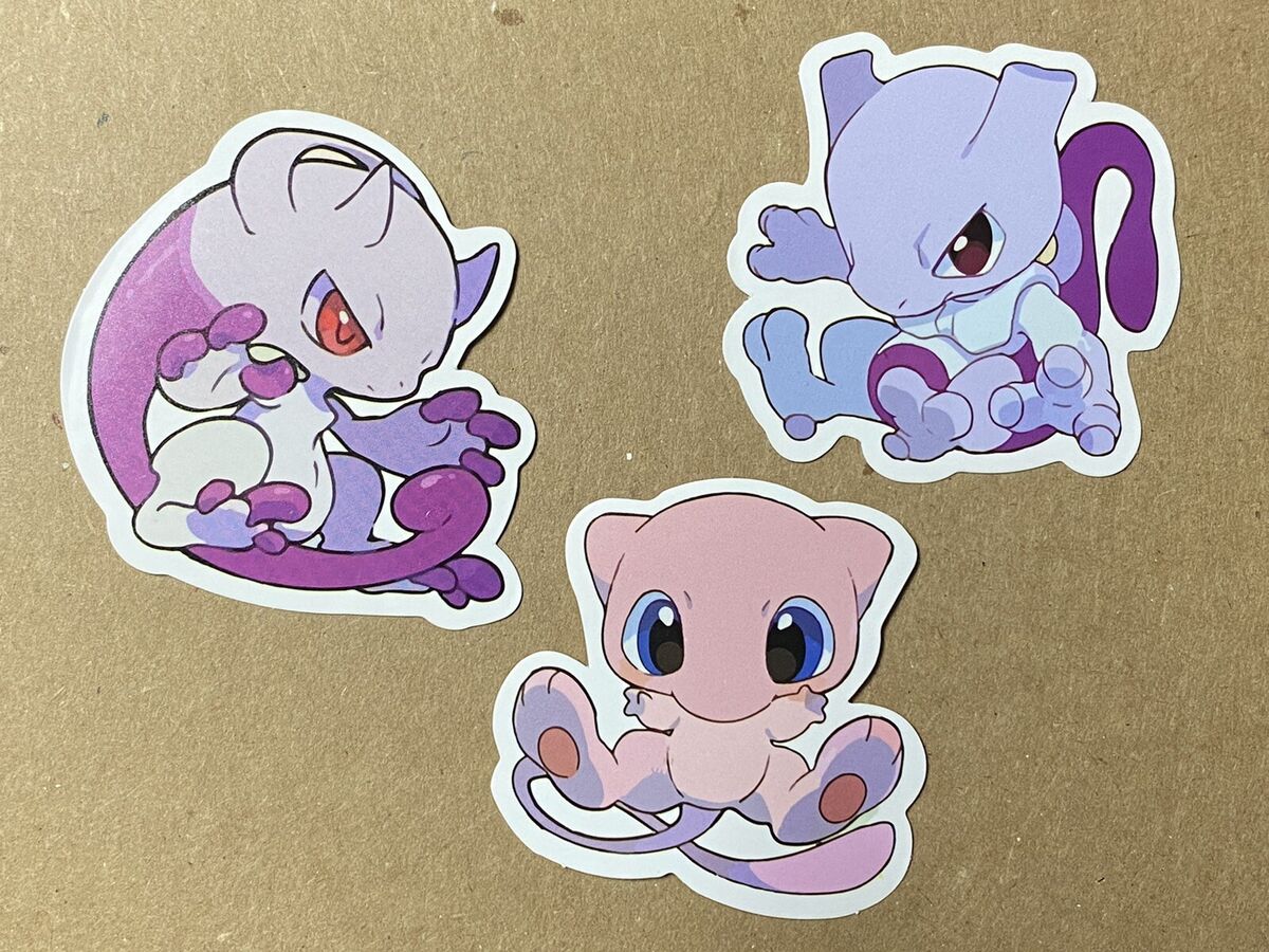 Pokemon Stickers Cute Mew, Mewtwo X and Y