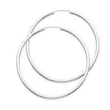 Genuine 14k White Gold 2mm Thick Endless Hoop Earrings 45mm Diameter