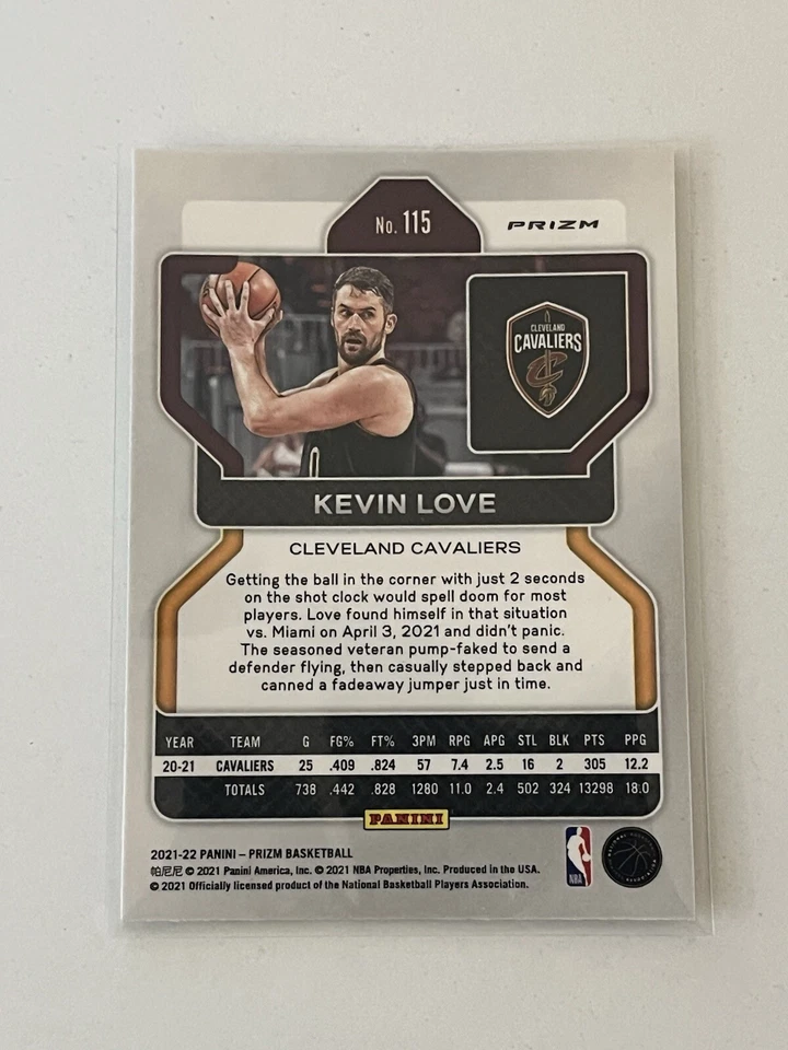 2021-22 Panini Prizm Kevin Love White Sparkle Prizm SSP #115 Cavs NBA SP Foto 2 de 2