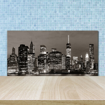 Tulup Peinture Sur Verre Trempé 140x70 Décoration Murale Tableau Image - Pont De Brooklyn - Bleu