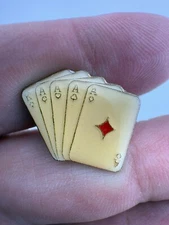Vtg Five Card Poker 4 Aces 1 King Playing Cards Enamel Metal Lapel Pin Tie Tack