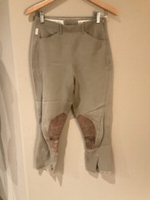 Womens Tailored Sportsman Breeches Olive Green Size 28 Leather Knee Patches