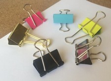 2 x 30mm Colour Metal Bulldog Clips/Foldback Binder Grips ~ Paper/Filing/Hanging