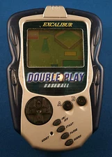 BASEBALL DOUBLE PLAY EXCALIBUR ELECTRONIC HANDHELD TRAVEL VIDEO LCD GAME BLUE A