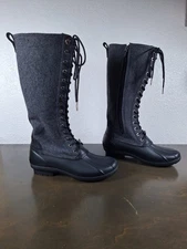 Michael Kors Black Duck Tall Boots Rain Snow Lace Up Women Sz 8