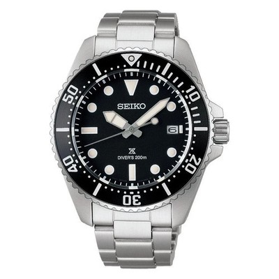 SEIKO SBDJ063 PROSPEX Stainless Steel Solar Diver Scuba Watch Black Dial 41mm