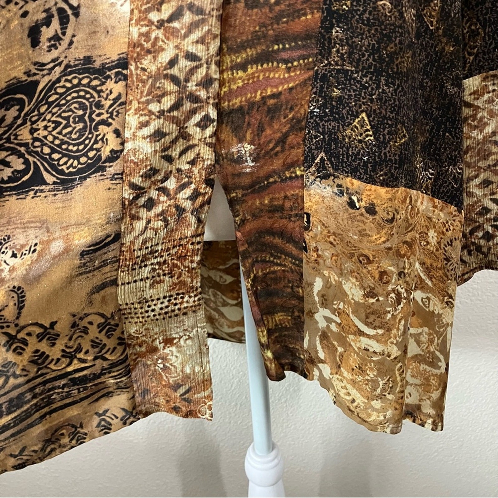 CHICO'S Patchwork Tunic Top Silk Linen Beaded Blo… - image 5