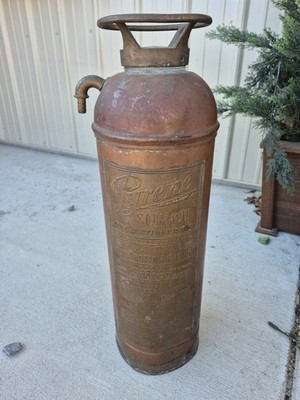Vintage Pyrene Soda Acid Copper Brass Fire Extinguisher Empty 2.5 Gallon US Made