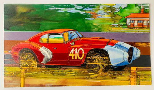 Original Artwork 1950 Driver Gianni Marzotto Driving the Ferrari166 Mille Migila