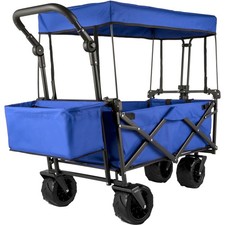 Uimoso Folding Beach Trolley Collapsible Wagon Cart Garden Trolley Cart w/Canopy